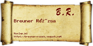 Breuner Rózsa névjegykártya